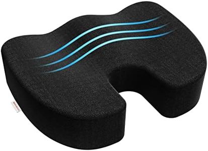 Bomdaia Memory Foam Seat Cushion Pillow, Chair Cushion Pads for Tailbone, Back, Coccyx & Sciatica Pain Relief, Non-Slip Desk Chair Cushion for Office Chair, Car Seat, Truck (Black)