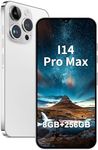 Unlocked Android Phone I14ProMax Smartphone 8GB+256GB cell phone 13MP+50MP Camera Pixels 6800mAh Battery for Extended Standby 6.8-inch HD Screen mobile phone 5G Dual SIM Card Capability (White)