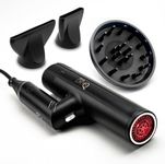 SRILabs DryQ ‘Smart’ Hair Dryer – Super Lightweight, Foldable – Powerful, Quiet Motor – Infrared & Ionic Technology – 3 Magnetic Attachments – Heat Control with Locking Switch