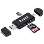 FLAGTOP 3 in 1 Memory Card Reader, Micro USB/USB/USB C to SDXC, SDHC, SD, MMC, RS-MMC, Micro SDXC, Micro SD, Micro SDHC Card and UHS-I, YC-3202