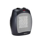 Amazon Basics Ceramic Space Heater, Portable Heater for Indoor Use, for Office and Home, With Overheat and Tip-Over Protection, Thermostat, Non-Oscillating, 1500W, Black, 7.52"D x 6.34"W x 9.45"H