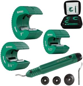 XUNTUI Copper Pipe Cutter Set - 3pcs Copper Tube Cutter, 1/2-3/4-1" Aluminum Brass Tube Cutters with Deburring Tool, Spare Wheels & Blade, Storage Case