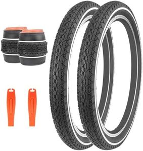 Balinge 26" x 2.125" Folding Replacement Bike Tire for Beach Cruiser Bike，Bicycle Tires for Commuter Bikes，White Wall，2 Tires 2 Levers (2 Tires & 2 Levers, 26" x 2.125")