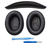 Replacement QC35 / QC35 ii earpads and QC35 Headband / QC35 ii Headband V3 pad Cushion Compatible with Bose QuietComfort 35 (QC35) and Bose QuietComfort 35 ii (QC35 ii) Headphones (AHG-QC35-COMBO-BLACK)