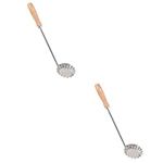 BESTonZON 2pcs Oil Pier Mold Krumkake Iron Biscuit Molds Fried Food Molds Deep Fry Scoop with Handle Pastry Tools Pizzelle Cookie Maker Rose Molds Spoon Nonstick Accessories Stainless Steel