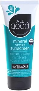 All Good Sport Mineral Sunscreen Lotion - Coral Reef Friendly, Water & Sweat Resistant, Face & Body, UVA/UVB Broad Spectrum SPF 30+ (3 oz)