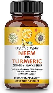 Organic Veda Neem & Turmeric Capsules with Ginger & Black Pepper - Neem Leaf, Turmeric, Ginger, Black Pepper Capsule Supplement - Support Immunity, Skin & Joint Health - Vegan, Non-GMO - 120 Count