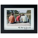 Malden International Designs Rustic Woods Silkscreened Glass Floater "The Best of Friends" Picture Frame Matted to Hold 4 by 6-Inch Photo, Black