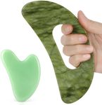 Jade Stone Gua Sha Massage Tool Set Larger Guasha Board with Handle Muscle Scraping Massage Tools Facial Anti Cellulite Spa Acupuncture Tools for Back Neck Face Leg Massage, Lymphatic Drainage