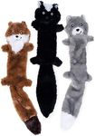 ZippyPaws Skinny Peltz - Weasel, Skunk, & Wolf - No Stuffing Squeaky Dog Toys, Unstuffed Chew Toy for Small & Medium Breeds, Bulk Multi-Pack of 3 Soft Plush Dog Toys, Flat No Stuffing Puppy Toys - 18"