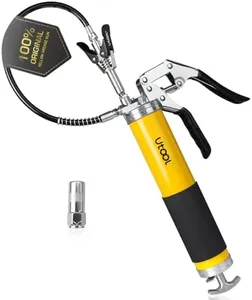 UTOOL Grease Gun, 8000 PSI Heavy Duty Pistol Grip Grease Gun Kit with 14 oz Capacity, 18 Inch Resin Flex Hose, 1 Patented Double Handle Coupler, 1 Basic Coupler