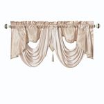 GOHD Valarie Fancy Window Valance. 54 x 18. Taffeta Fabric with Soft Satin Swag. Add Some Royal luxruy Accent to Your Home. (Coffee)