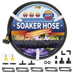 Soaker Hose 150 FT for Garden with Kit, 1/2’’ Soaker Hose for Foundation Watering, 150 FT Drip Soaker Hose for Vegetable Beds (150 FEET)