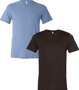 Bella Canvas Unisex Crew Neck Triblend Short Sleeve Tee 2/Pack MED-Blue-Espresso, Blue Triblend-espresso Triblend, Medium