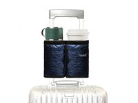 riemot Luggage Travel Cup Holder Free Hand Drink Caddy - Hold Two Coffee Mugs - Fits Roll on Suitcase Handles - Gifts for Flight Attendants Travel Essentials Luggage Accessories Glitter Navy