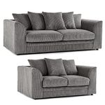 New Luxor Fabric Sofa Suite 3 Seater and 2 Seater Soft Jumbo Cord Sofa Set For Living Room (Grey)