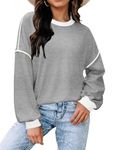 Zeagoo Womens Casual Fit Sweatshirts Loose Oversized Outfits Clothes Fall Winter Pullover Tops 2024 Y2K Tunics Sweaters Grey Small