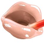 CAIRIAC Ceramic Red Lips Lipstick Ring Holder, Lip ceramic holder, Suitable for Storing Cosmetics, Hair Clips, Jewelry as Gifts for Women, Birthdays, and Valentine's Day (Pink)