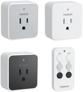 Remote Control Outlet, TESSAN 3 Pack Wireless Remote Light Switch, On Off Switch Plug for Lights, Lamps, Fans, Household Appliances, 100ft RF Range, 15A/1875W(3 Outlet)