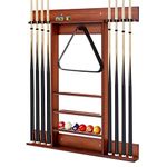 Maxmass Billiard Pool Cue Holder, Wall Mounted Snooker Cue Rack with Clips, Wooden Pool Stick Equipment for Club, Bar, Game Room