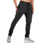 BROKIG Mens Jogger Sport Pants, Casual Gym Workout Sweatpants with Double Pockets (Large, Black)