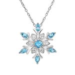 Amanda Rose Collection Women's Sterling Silver Blue And White Snowflake Pendant Necklace With Swarovski Crystals