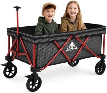 AREFEE Folding Pull Wagon for Kids&Gear–Heavy Duty Collapsible Cart, All-Terrain Wheels, for Camping, RV Trips, Beach, Garden, Outdoor Use, Supports 330 lbs
