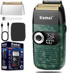 KEMEI Foil Shaver Barber for Men,Electric Razor Rechargeable with Beard Trimmer,Cordless Lithium Titanium Foil Shavers with Travel Case,KM2027