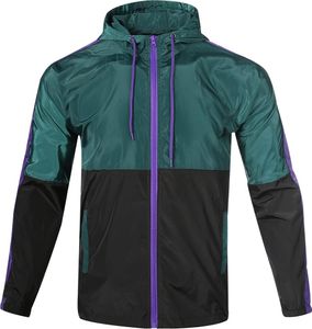 YUBIKWETE Lightweight Men's Windbreaker - Breathable Hooded Jacket for Outdoors & Commutes(C-greencombo, 2XL)