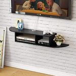 Kundi Engineered Wood Floating TV Stand Wall Mounted Media Console Entertainment Storage Shelf (Black)