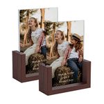 PETAFLOP 4x6 Picture Frame, Double-sided Rustic Photo Frames with U-shape Wooden Base for 4 by 6 Inch Photo Display, 2 Pack