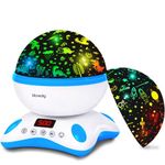 Moredig Dinosaur Night Light Projector for Kids, Remote Dinosaur Projector Light with 12 Music 18 Lighting Modes Baby Night Light for Kids with Timer 2 Projections Gifts for Baby Boys Girls - Blue