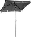 Outsunny Garden Parasol Umbrella, Outdoor Market Table Umbrella with Ruffles & Aluminium Pole, Rectangular Tilting Parasol Sun Shade Canopy, 2 x 1.3m, Grey