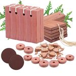 Cedar Blocks for Clothes Storage, 32 Pieces Aromatic Cedar Chips 100% Natural Cedar Wood Planks with 2 Sandpapers for Clothes Storage, Boxes, Bins and Drawers