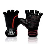 KONEX Premium Gym Gloves for Men and Women | Ideal for Professional Weightlifting, Fitness Training, Workout, Bike Riding, Cycling, and Other Sports Activities (Black, Medium)