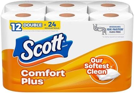 Scott ComfortPlus Toilet Paper, 12 Double Rolls, 231 Sheets per Roll, Septic-Safe, 1-Ply Toilet Tissue