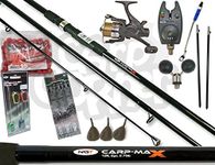 NGT Carp Fishing Set up With 12ft 3 Peice Rod Reel Bite Alarm And Tackle & Bait