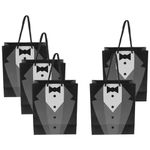 5pcs Treat Bags Paper Party with Wrapping Cosmetic Black Bottle Tuxedo Bridal Groomsmen Present Wine for Bridegroom Wedding Handlesblack Men Bag Storage Groomsmen Bags