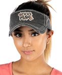 Funky Junque Ponytail Visor Patch Hat - Dog Mom, Black