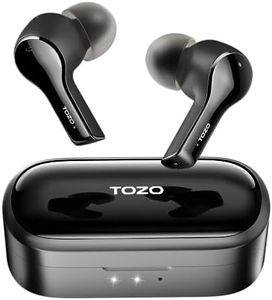 TOZO T9 True Wireless Earbuds Environmental Noise Cancellation 4 Mic Call Noise Cancelling Headphones and Deep Bass Bluetooth 5.3 Light Weight Wireless Charging Case IPX7 Waterproof Built-in Mic Black