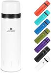 SANTECO Vacuum Flask 1L, Stainless Steel Insulated Water Bottle with 2 Cups Double Walled Travel Metal Coffee Flask for 12hrs Hot/24hrs Cold Drinks - Leakproof Lid Serves As A Cup 1000ml