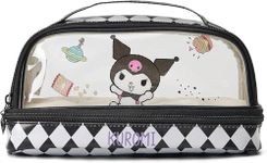 FISAPBXC Kuromi Pencil Case for Girls, Cute Pencil Box Pouch with Zipper, Cartoon Large Capacity Stationery Storage Organizer for School Supplies (Black)