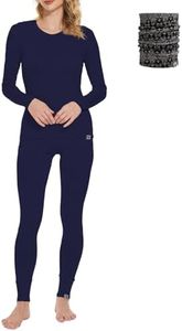 MERINNOVATION Merino Wool Base Layer Set for Women 100% Merino Wool Thermal Underwear Set Base Layer Top and Bottom Navy 165