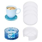 Xinstroe 5 Pcs Coaster Mould for Resin Epoxy Resin Moulds with Round Silicone Coaster Mold and Storage Box Mould Resin Kits for Beginners Cups Mats, Home Decoration