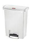 Rubbermaid Commercial Products Slim Jim Step-on Resin Front Step Waste Receptacle Bin 30 Litre White 1883555