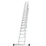 TB Davies 8.5m/27.9ft, TASKMASTER 3 Section Extension Ladders, Aluminium Stabiliser Bar, Comfort D-Shaped Rungs, Reach Height 9.0m/29.4ft, EN131 Professional