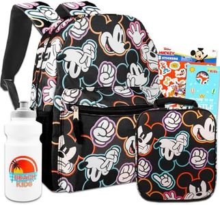 Mickey Mouse Backpack and Lunch Box Set for Kids - Bundle with 16" Mickey Backpack, Mickey Lunch Bag, Stickers, Water Bottle, More | Mickey Mouse Backpack for Boys.