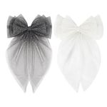 Radhu & Kabby Hair Bows for Women/Girls | Anti-Hair Fall Hairclips | Girls Net Tail Hairbow | Clips Hair Accessories | Pack of 2 | Hand made Net Bows | Black & White Colour