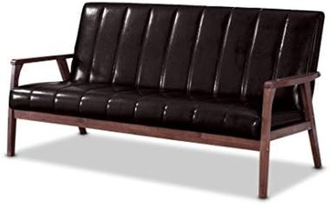 Baxton Studio BBT8011A2-Brown Sofas, 29.45LX63.38WX31.59H, Dark Brown