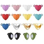 14 Pairs Heart Shaped Magnetic Necklace Clasps and Closures, Colored Magnetic Clasps for Jewelry Making Bracelet Heart Charm Magnetic Breakaway Clasp for Jewelry DIY Accessories